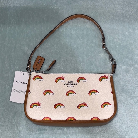 Coach Handbags - Coach Cream and Brown Rainbow Print Bag